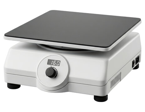 Laboratory digital hot plate magnetic stirrer for scientific research with transparent backdrop