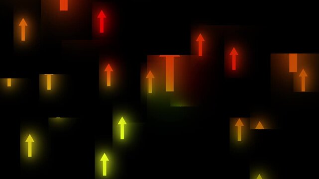 red incrise up died moving arrow sine slide animation in dark background 4k video