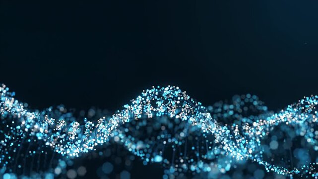 Abstract Digital Wave of Glowing Blue Particles and Data Connections
