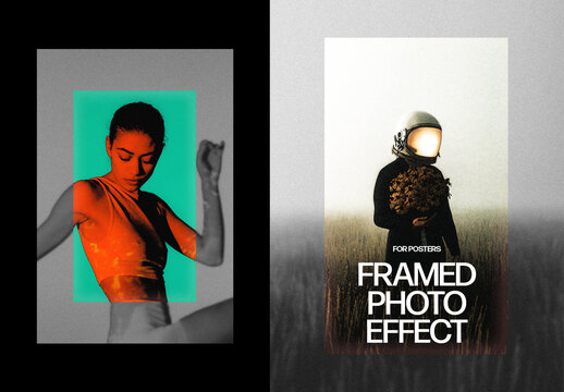 Vertical Framed Photo Effect For Poster And Print Design
