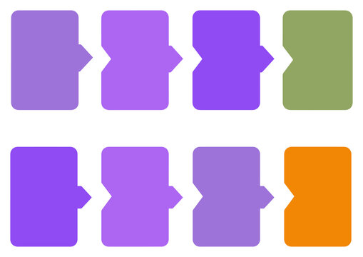 Set of Colorful Horizontal Process Flow Diagrams with Rounded Corner Rectangles for Business Workflow Presentations