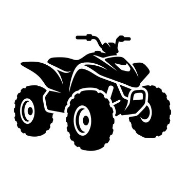 All terrain vehicle silhouette against bright background for adventure concept isolated on white background