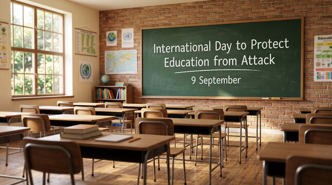 International Day to Protect Education from Attack September 9 classroom chalkboard safeguarding schools learning resilience advocacy awareness inspiration solidarity courage   generative ai