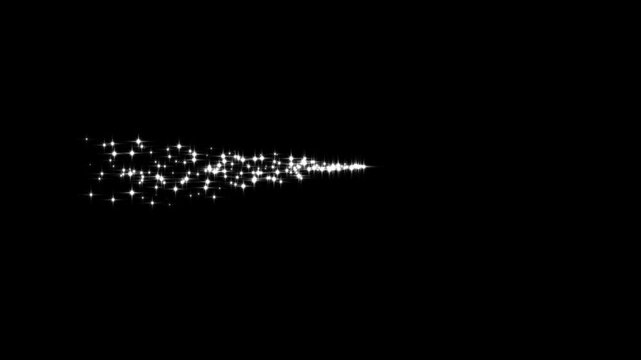 4k glitter line transition animation, twinkle sparkle stars animation, cartoon doodle sparkles, fairy dust glitter stars trail transition on black screen background video overlay asset