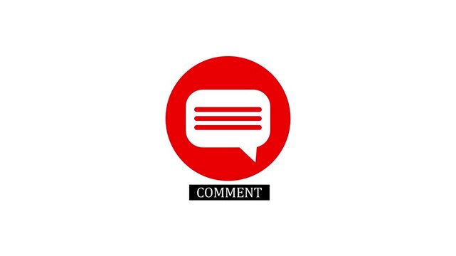 Red comment speech bubble icon animation with text overlay concept animation video..