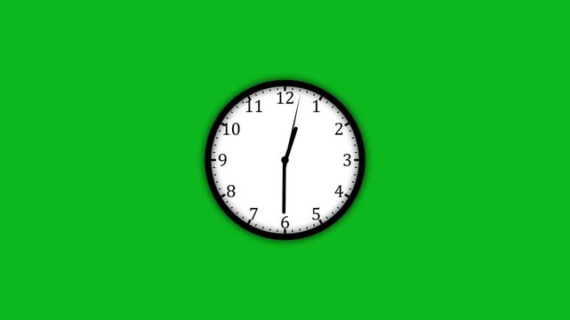 Classic wall clock animation with spinning hands on video..
