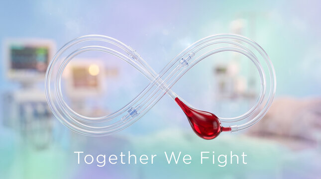 Together We Fight infinity medical tube blood drop healthcare unity resilience compassion dedication healing prevention awareness inspiration strength perseverance hope   generative ai