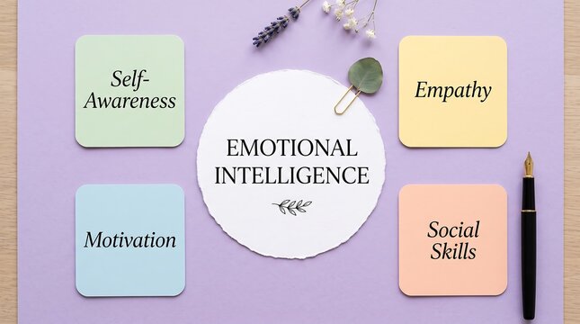 Emotional intelligence mind map diagram on desk