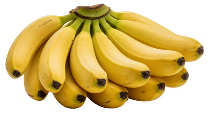 Bunch of ripe yellow bananas with green stems, isolated on transparent background © Viktor