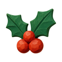 Fototapeta premium PNG Festive holly berries illustration.