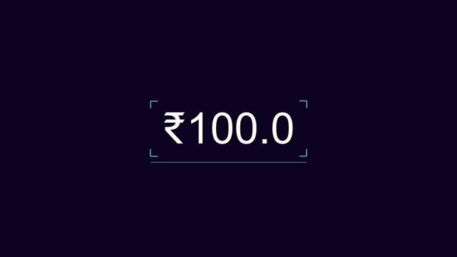 Indian rupee symbol displays value hundred on dark interface background.