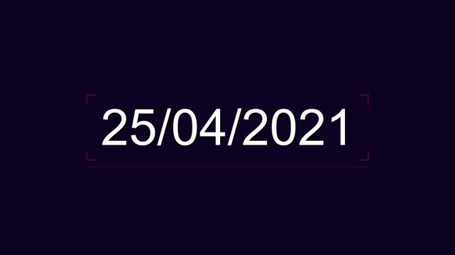 Digital date stamp display showing April twenty fifth twenty twenty one.