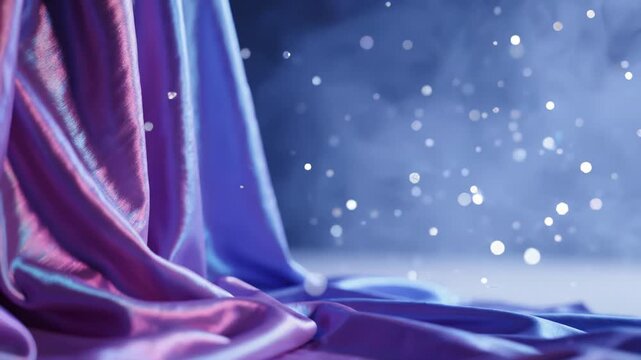 Elegant Purple Silk Fabric With Floating Bokeh Particles in Soft Lighting