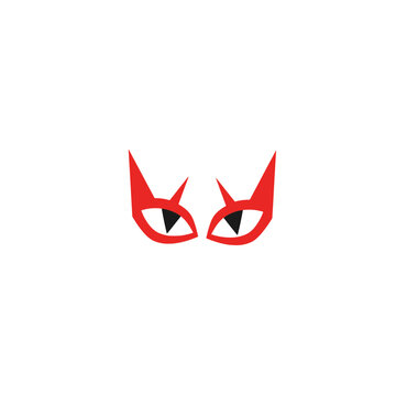 Red devil eyes icon with sharp horns and intense gaze for bold designs