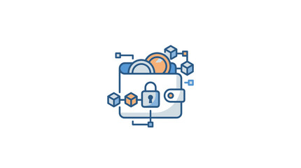 Fototapeta premium Secure digital crypto wallet with blockchain blocks.