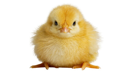 Fluffy yellow chick with angry expression, isolated on transparent background © Iura