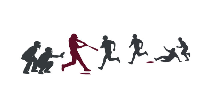 Baseball Game Sequence Silhouette Illustration