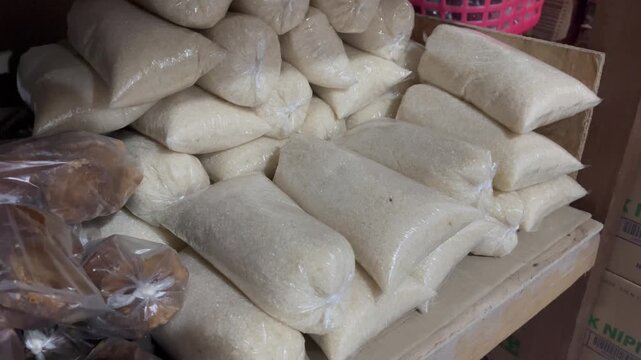White Refined Sugar Packed in Clear Plastic Bags Inside Box