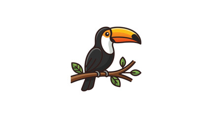 Obraz premium Tropical toucan bird perched on branch icon.