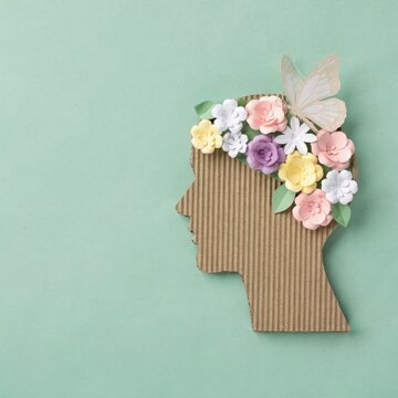 creative floral head silhouette art