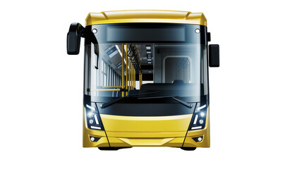 Modern yellow city bus with sleek design, isolated on transparent background © Iura