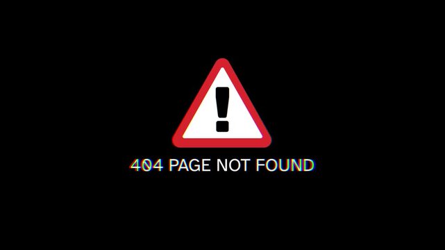 404 Error Page Not Found Notification Alert Symbol on Dark Background, Digital Problem Message and Warning Sign
