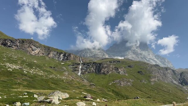 mount cervino and clouds in time lapse