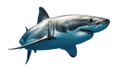 Fototapeta premium Great white shark with sharp teeth, isolated on transparent background