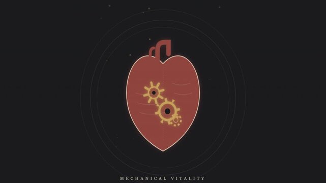 Anatomical Heart with Rotating Clockwork Gears Steampunk Animation