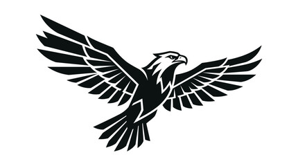 Fototapeta premium Soaring eagle silhouette with spread wings isolated.