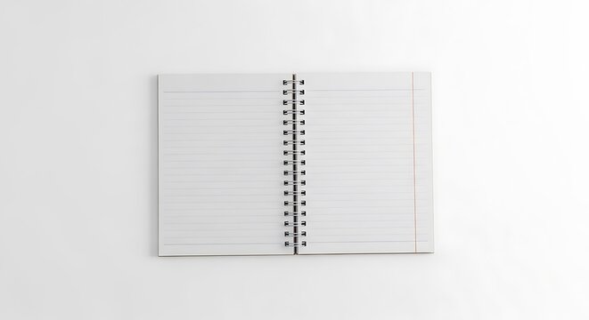 Spiral bound notebook on white background