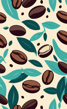 coffee beans seamless pattern