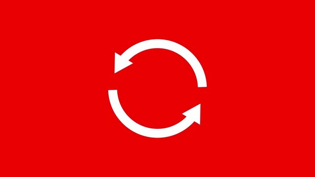 Circle arrow refresh and reload icon animation black background. Circle arrow loading animation rotating smoothly. Animated loading refresh arrows spinning, Arrow loading icon animation