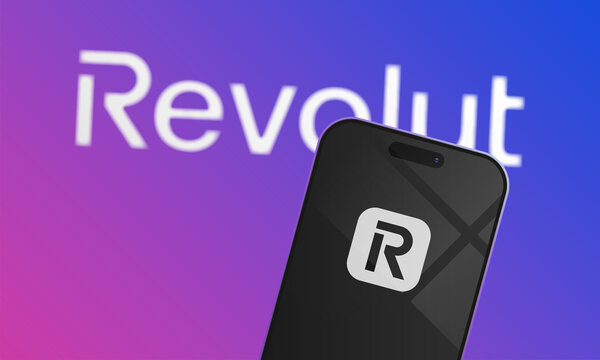 Revolut Mobile Banking Application Logo on Smartphone Screen