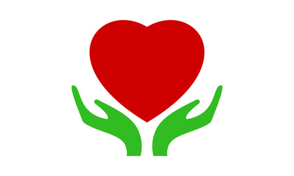heart in caring hand logo