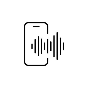 Smartphone device with sound wave audio visualization icon smartphone recording communication technology