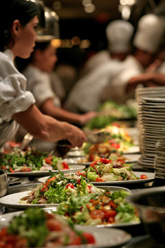 Diverse Chefs Plating Farm To Table Dinner Authentic Culinary Arts Local Food Realism Gastronomy Cooking