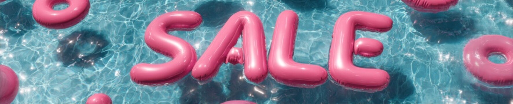 Pink Foil SALE Balloon Letters Floating in a Sparkling Pool