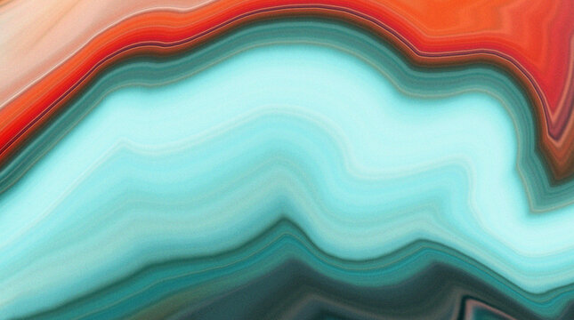Abstract agate marble stone grain dynamic cyan red layered liquid wave background