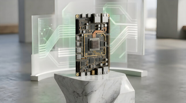 Close-up of a computer motherboard with cpu