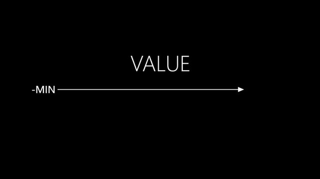 Value level slider animation from minimum to maximum on black background 4 k video ..
