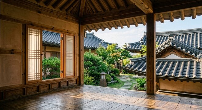 한옥 기와 처마가 보이는 일상