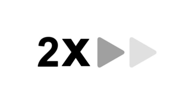 2x speed fast forward icon loop animation on transparent background 4K video overlay