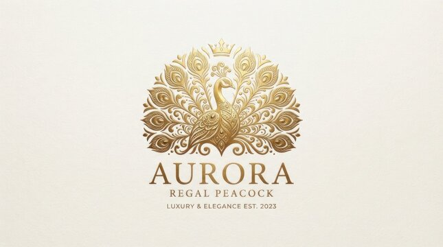 Elegant gold crest emblem for luxury branding with laurel ornament and circle badge.