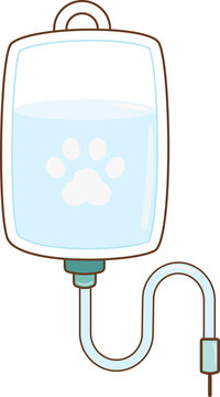 Cartoon Illustration of Veterinary IV Bag