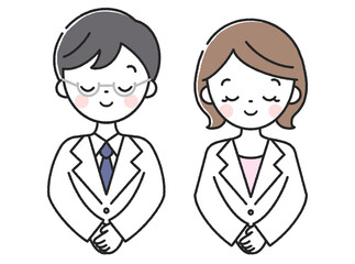 Fototapeta premium お辞儀をする男性医師と女性医師
