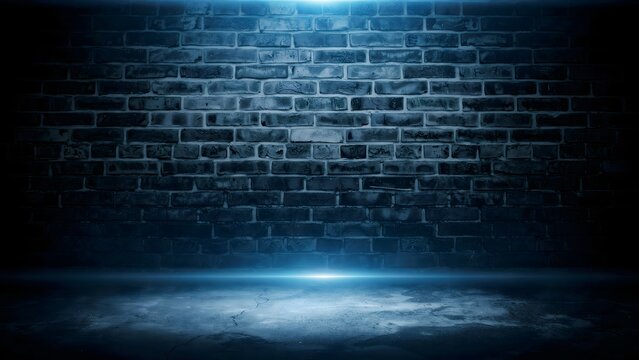 Dark spooky foggy staircase with eerie blue glow for Halloween horror background