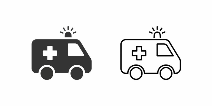 Two medical emergency ambulance vans with red cross symbols on sides