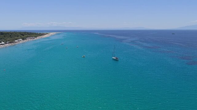 Possidi beach coastline with turquoise Aegean Sea waters