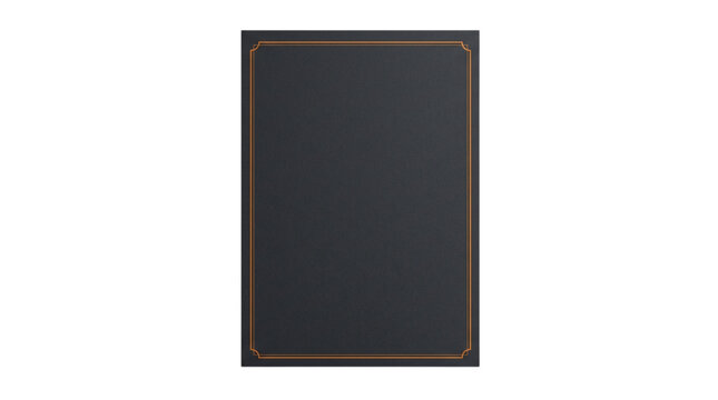 Dark gray card back with golden trim isolated on transparent background